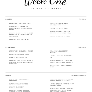 13-Week Winter Meal Prep Plan